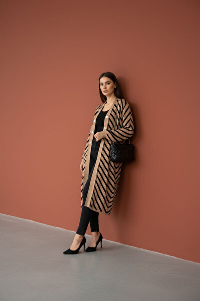 ENDAMIM Cardigan Long Knitwear Button Detail Without Closure