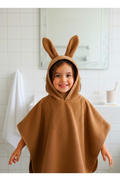 GÜRPAMUK HOME & BABY تصدير OUTLET - منشفة بونشو للأولاد والبنات مصنوعة من الق...