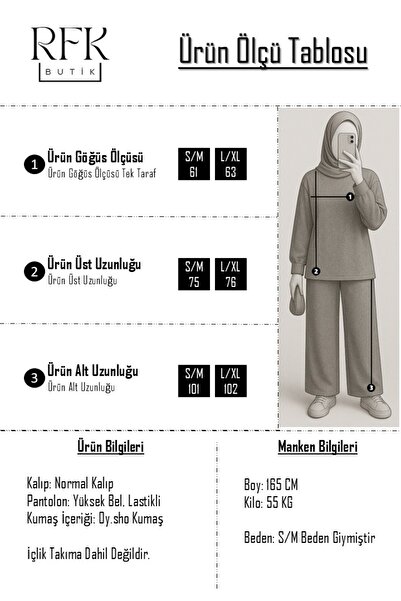 RFK Butik Women's Double Suit with Sleeves and Pants - Beige