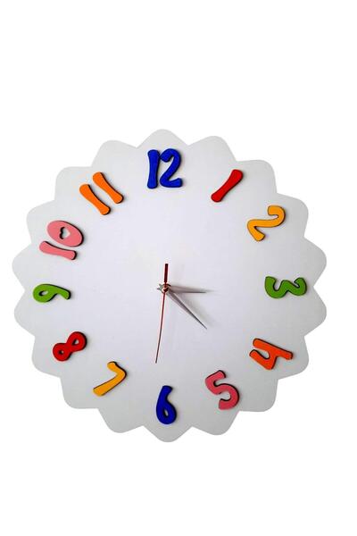 blue cat's home Colorful Numbers Children's Wall Clock