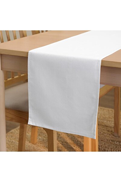 Cedi Premium Beyaz Masa Örtüsü Runner Kaliteli Duck Keten Kalın Kumaş 150x40c...