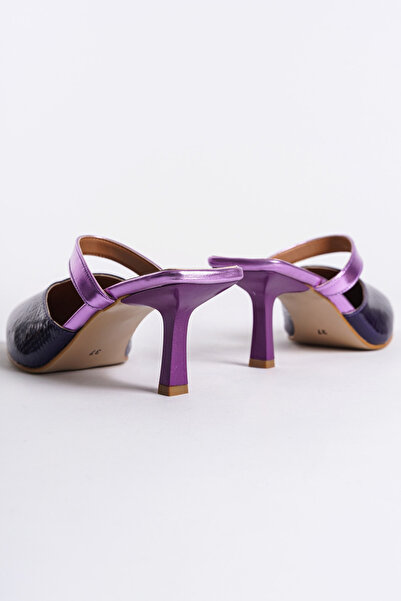 Capone Outfitters Women's Heeled Single Strap Purple Slippers