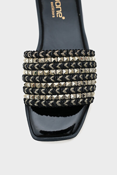 Capone Outfitters Черни златни дамски чехли с една презрамка Capone Trock