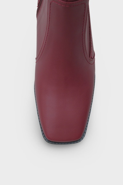 Capone Outfitters Küt Burunlu Yandan Fermuarlı Bordo Kadın Bot
