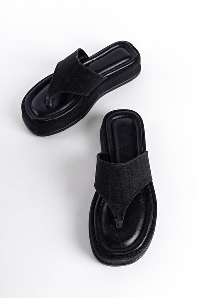 Capone Outfitters Margalo Wedge Heeled Stone Flip Flops Women's Slippers