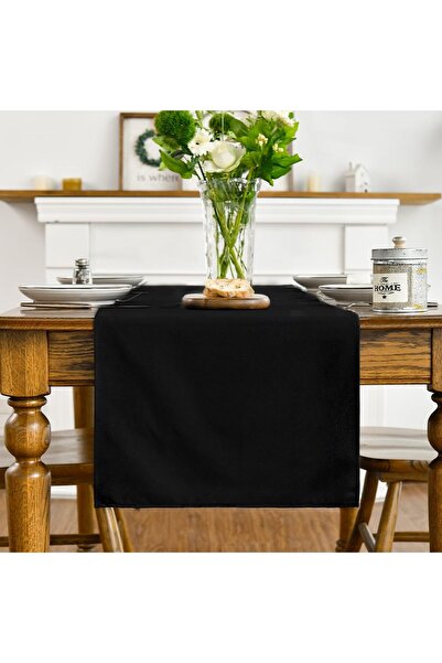 Premium Siyah Masa Örtüsü Runner Kaliteli Duck Keten Kalın Kumaş 150x40cm Runner & Amerikan Servisi