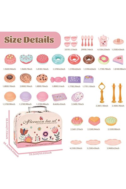 lil munchkins Children's 36-Piece Tea Party Pretend Play Set with Case