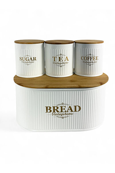 EVSTYLE Metal Bread Bowl and Jar Set with Bamboo Lid