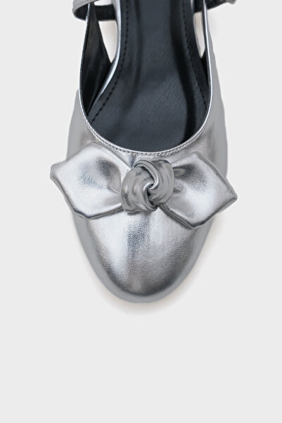 Capone Outfitters Open Back Banded Oval Toe Bow Detailed Women's Ballerinas