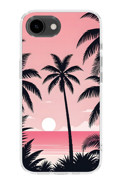 FLAMENKO iPhone 17E Compatible Palmiye Patterned Transparent Phone Case