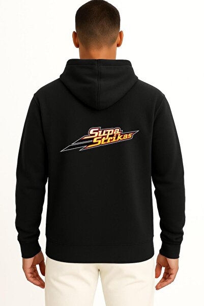 Bahriyeli Collection Hooded Supa Strikas Unisex Sweatshirt with Pocket and Back Design