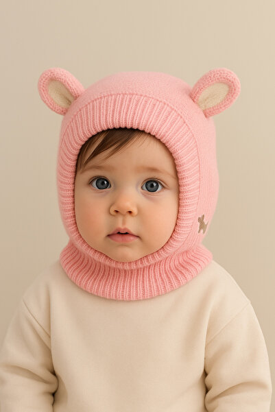 GlassySKY Astarlı Kulaklı Kışlık Örgü Kız/Erkek Çocuk Bere Şapka