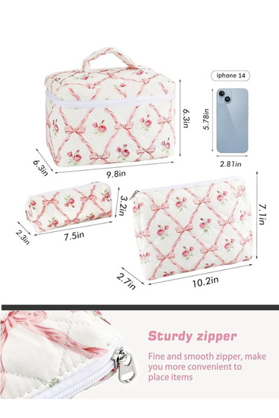 TRENZ Three-piece set of luxury cotton makeup organizer bags - Z30