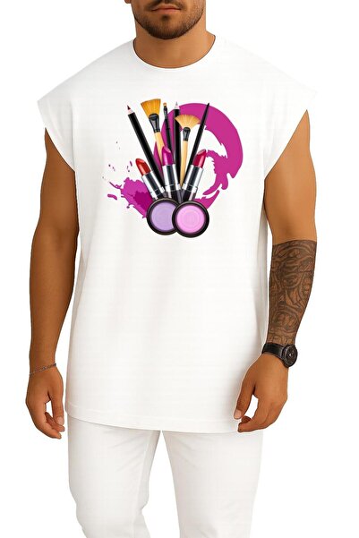 Bahriyeli Collection قميص رياضي كبير الحجم بتصميم صدر لفنانة مكياج أحمر الشفاه