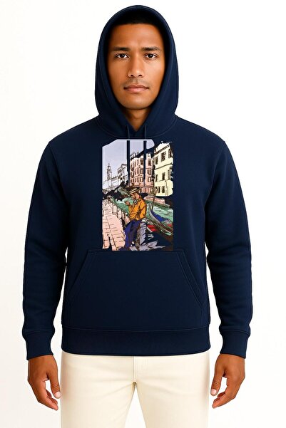 Bahriyeli Collection بغطاء رأس سترة بتصميم فني لرسم مدينة البندقية، سترة للجن...