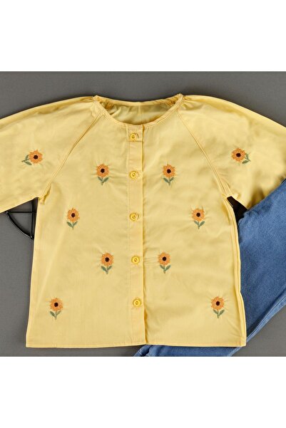 bebegci Papatya Detaylı Gömlekli Kot Pantolonlu 2'li Kız Çocuk Takım