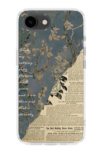 FLAMENKO حافظة هاتف شفافة متوافقة مع iPhone 17E بتصميم كولاج الصحف القديمة منقوش