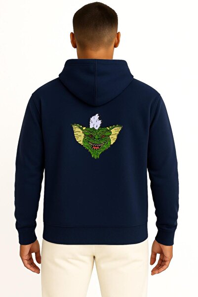 Bahriyeli Collection Світшот з капюшоном Stripe Gizmo Lapel Pin Mogwai Gremlin з кишенями та спинкою, унісекс