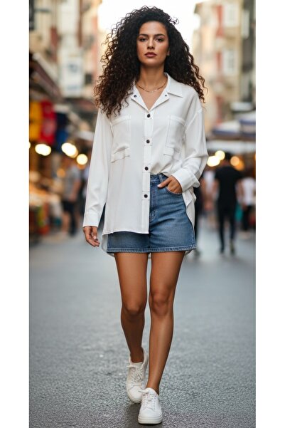 FAZZA FABRİKA Ekru Çıtçıt Kapama Gömlek