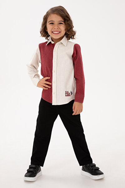 U.S. Polo Assn. Boy's Burgundy Long Sleeve Shirt 50316683-Vr177