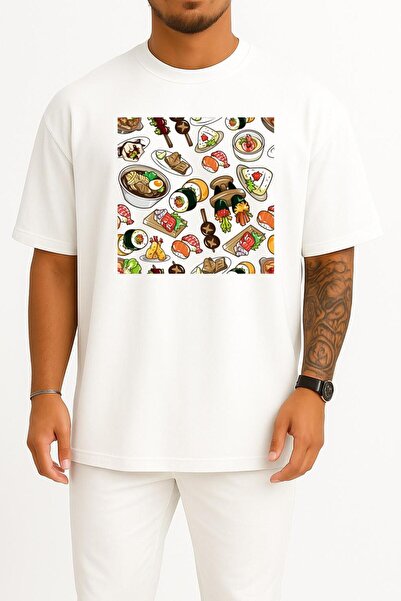 Bahriyeli Collection تي شيرت للجنسين بتصميم صدر دجاج الشواء كبير الحجم على شك...