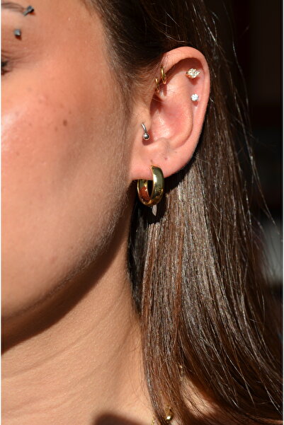 almitra jewelry Xuping 14K Gold Renkli Halka Küpe Mini