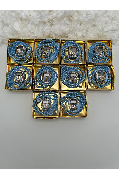 lenagiftworkshop طقم هدية حج وعمرة مكون من 10 قطع من حجر أزرق زكيرماتيك وتسبي...