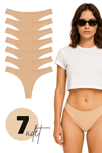 LİBELLA İÇ GİYİM Жіночі бавовняні лікрані трусики-танга тілесного кольору, упаковка з 7 штуками