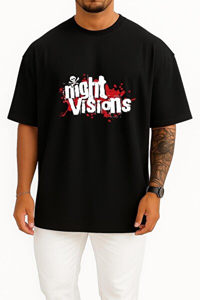 Bahriyeli Collection تي شيرت للجنسين بتصميم قصة فضفاضة Night Visions Film Fes...