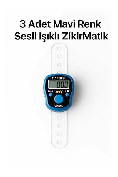 LookBuyTake 3 Pieces Blue Color Digital Zikirmatik with Sound and Light – Rin...