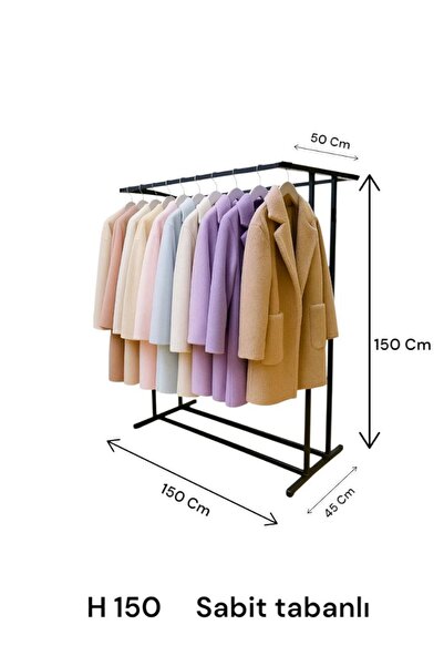 NovaLand Metal Çift Taraflı Konfeksiyon Ayaklı Elbise Askılık Sabit 150x150x45
