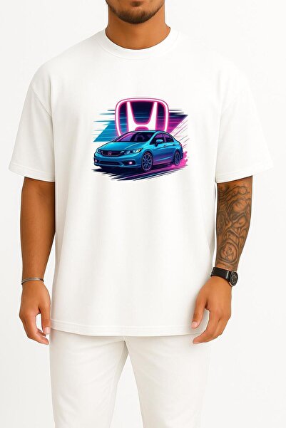 Bahriyeli Collection Oversize Honda Civic Fb7 Göğüs Tasarımlı Unisex T-Shirt