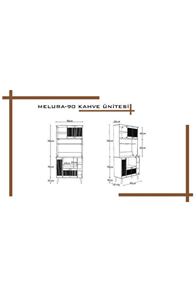 melura home Melura Kahve Ünitesi - Kahve Köşesi %100 Mdf 90 Cm Çok Amaçlı Dolap