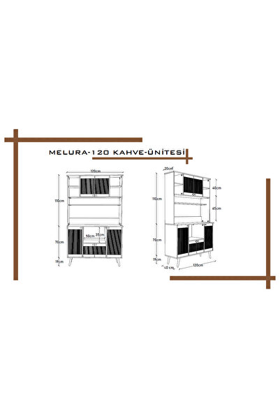 melura home Melura Kahve Ünitesi - Kahve Köşesi %100 Mdf 120 Cm Çok Amaçlı Dolap
