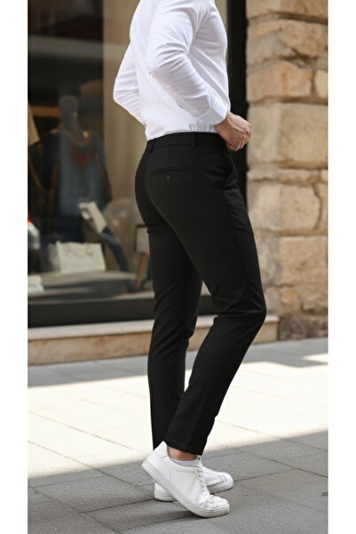 Butik Men's Slim Fit Stretch Fabric Gabardine Trousers