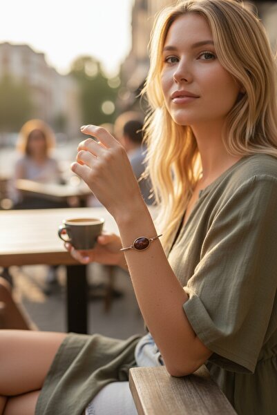 NBS Beautiful Naturel Stones Bakır ( Saf Gerçek ) Akik taş Trend Zarif Bileklik ( Nazar Koruma ) ( Özel Günler , Hediyelik )