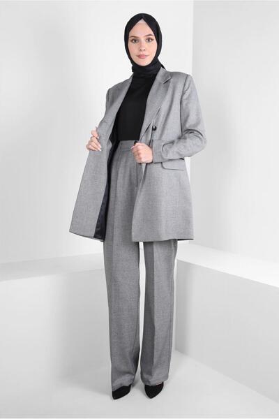 Alvina Double-breasted Collar Trousers Suit 30400