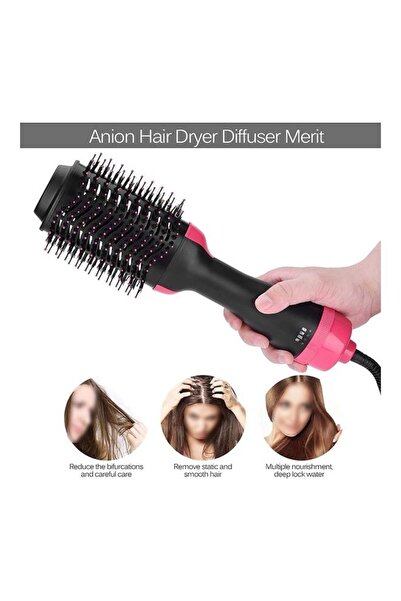 fulina 4-In-1 Hair Dryer Brush , Hot Air Brush, Hair Straightener for Women，Rose red