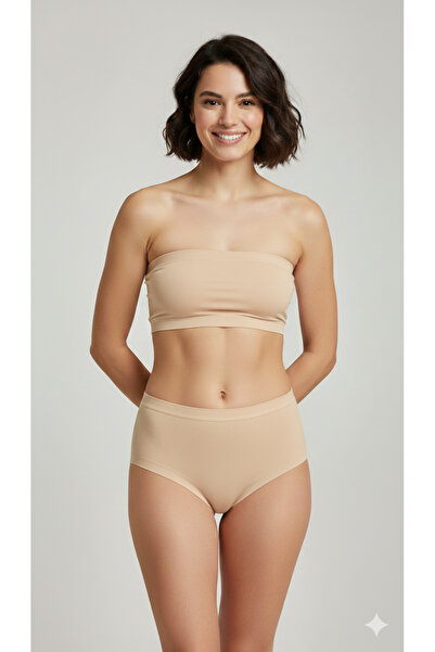 HS İÇ GİYİM Women's Skin Color Super High Waist Laser Cut Panties 3 Pack