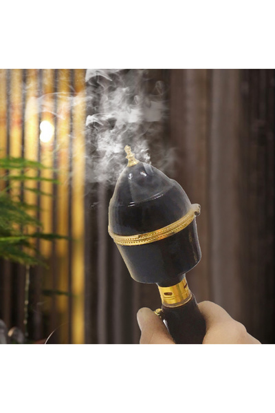 sharpdo Portable Arabic Wooden Bakhoor Burner Black/Gold 6.8x6.8x22.5 cm