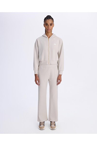 Kappa Belen Women's Stone Color Comfort Fit Zippered Tracksuit Top