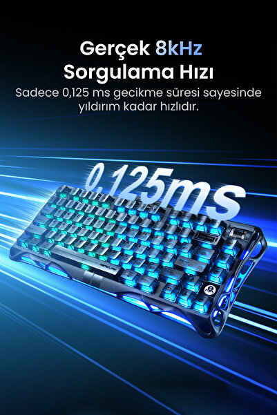 Gravastar Mercury V75 HE Hall Effect Manyetik Switch Gaming Klavye, Hot-Swappable, Rapid Trigger, 80