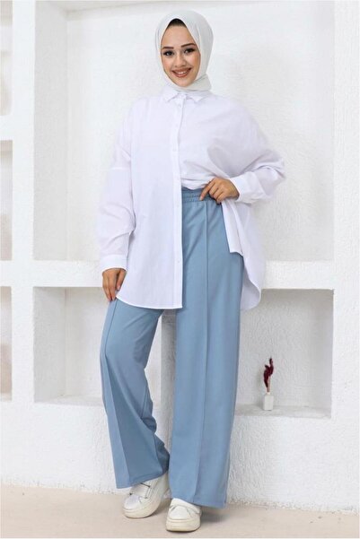 TRENDTESETTÜR Women's Blue Wide Leg Pants t 2403