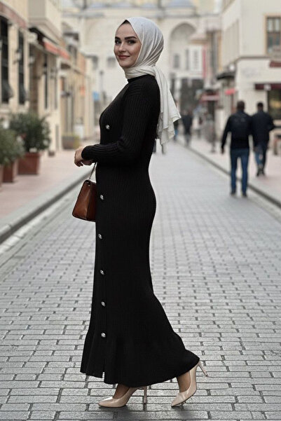 benguen Ruffle Dress with Side Buttons H25309 Black