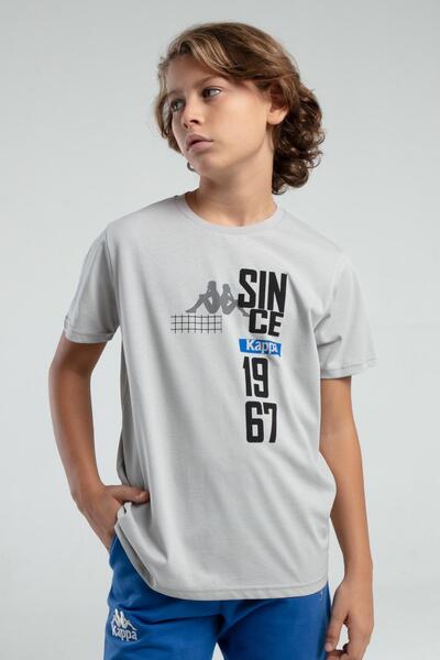 Kappa Authentic Jake Erkek Çocuk Gri Regular Tişört