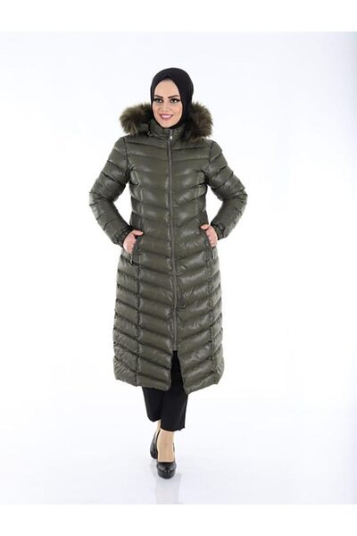 Space Fashion Kadın Uzun Haki Şişme Mont