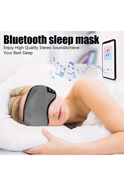 Choice عصابة رأس رياضية رمادية اللون مزودة بسماعات رأس وقناع للعين وسماعات رأس لاسلكية بتقنية البلوتوث