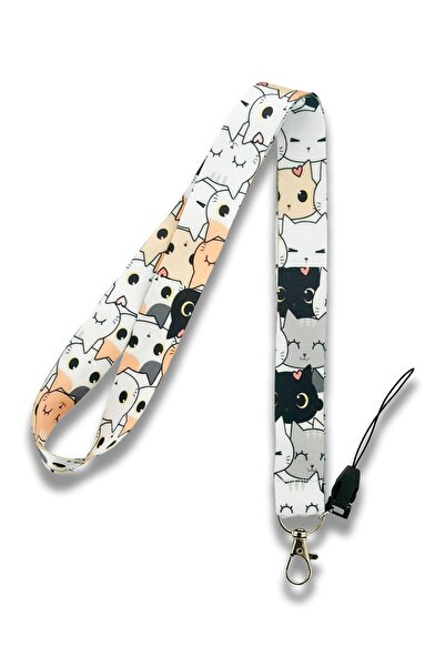 PABALAS حامل شارة اسم الحبل اللطيف مع شكل القط - حامل الهاتف