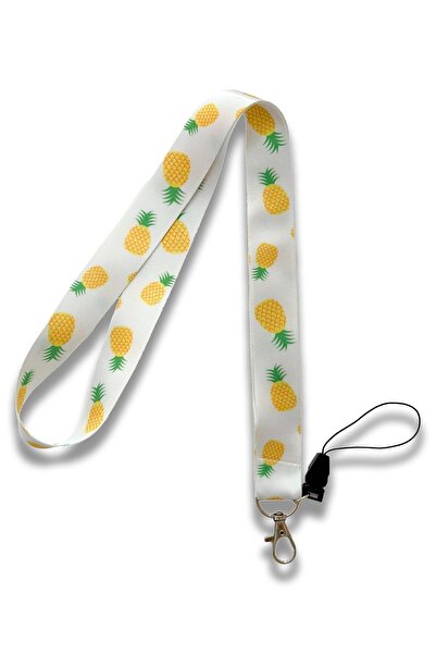 PABALAS طوق حبل الرقبة بنمط الأناناس - حامل البطاقة وحزام الهاتف