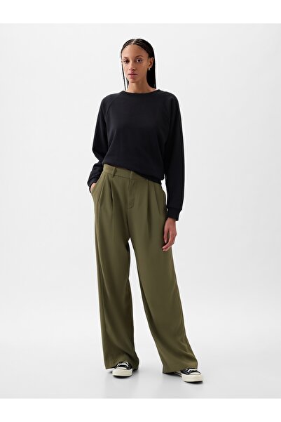 GAP Kadın Yeşil High Rise Pileli Pantolon